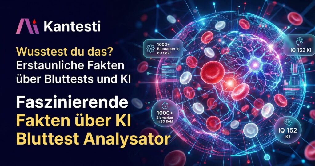 Bunte wissenschaftliche Visualisierung von Blutzellen und KI-Netzwerk